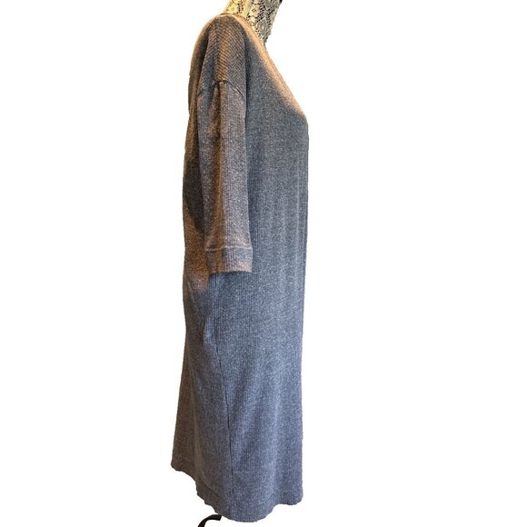 Oak + Fort duster ribbed long cardigan grey open cardigan light weight size X SM - Picture 4 of 11